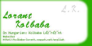 lorant kolbaba business card